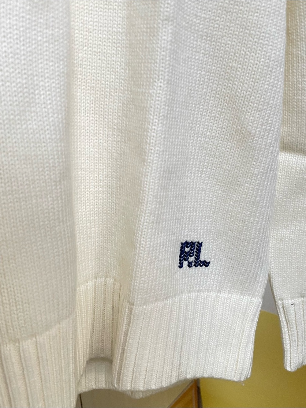 Ralph Lauren Ivory Crewneck Sweater with Embroidered Bear - Picture 7 of 7